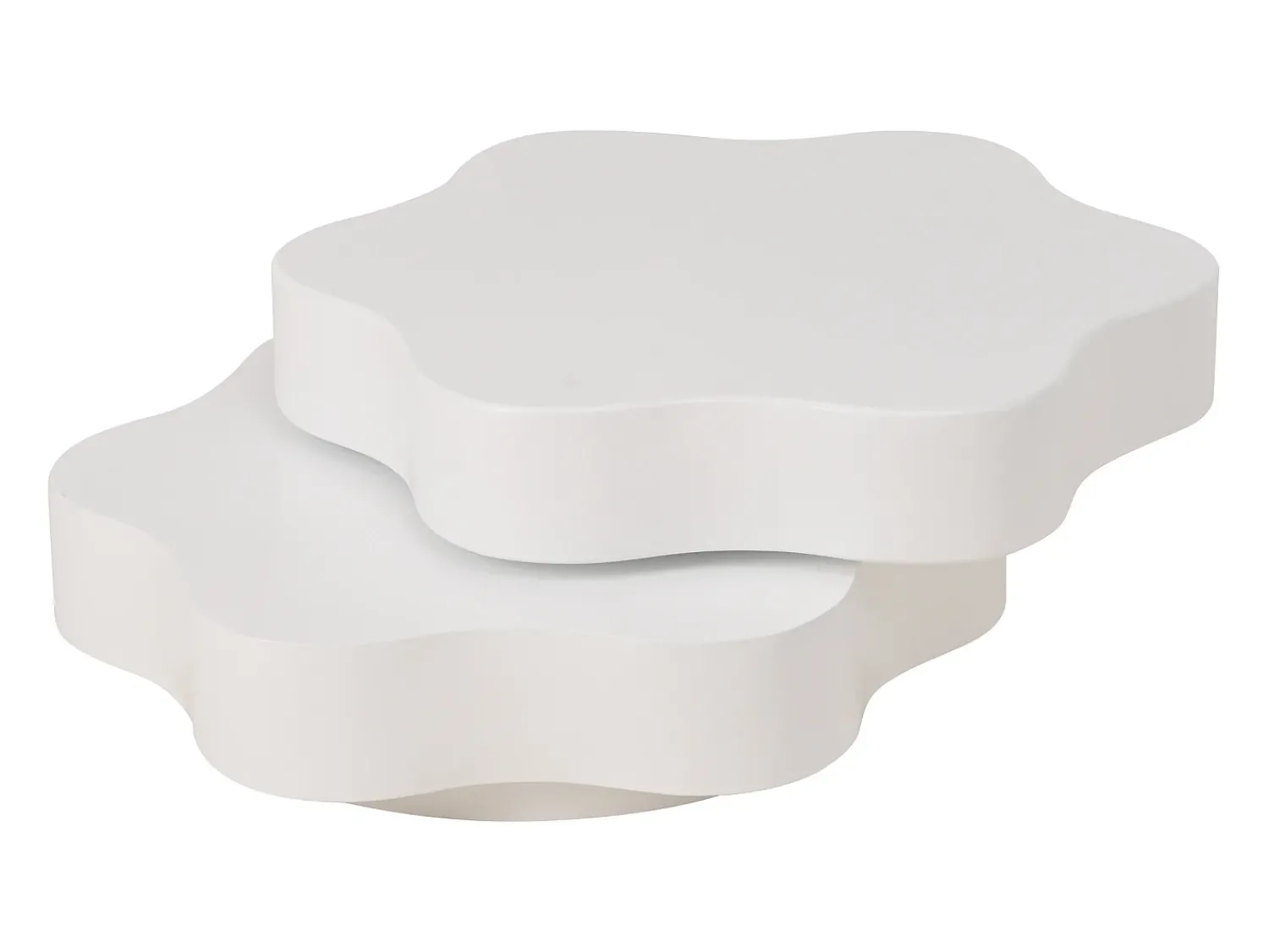 Clearance ModernLuxe Mesa de centro em forma de flor 74,8×67,5×31 cm - Tampos giratórios 360° - Branco