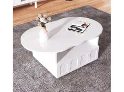 Mesa De Centro*Hauss Spole Mesa de centro em forma de nuvem com gaveta - Madeira PB - Branca Branco