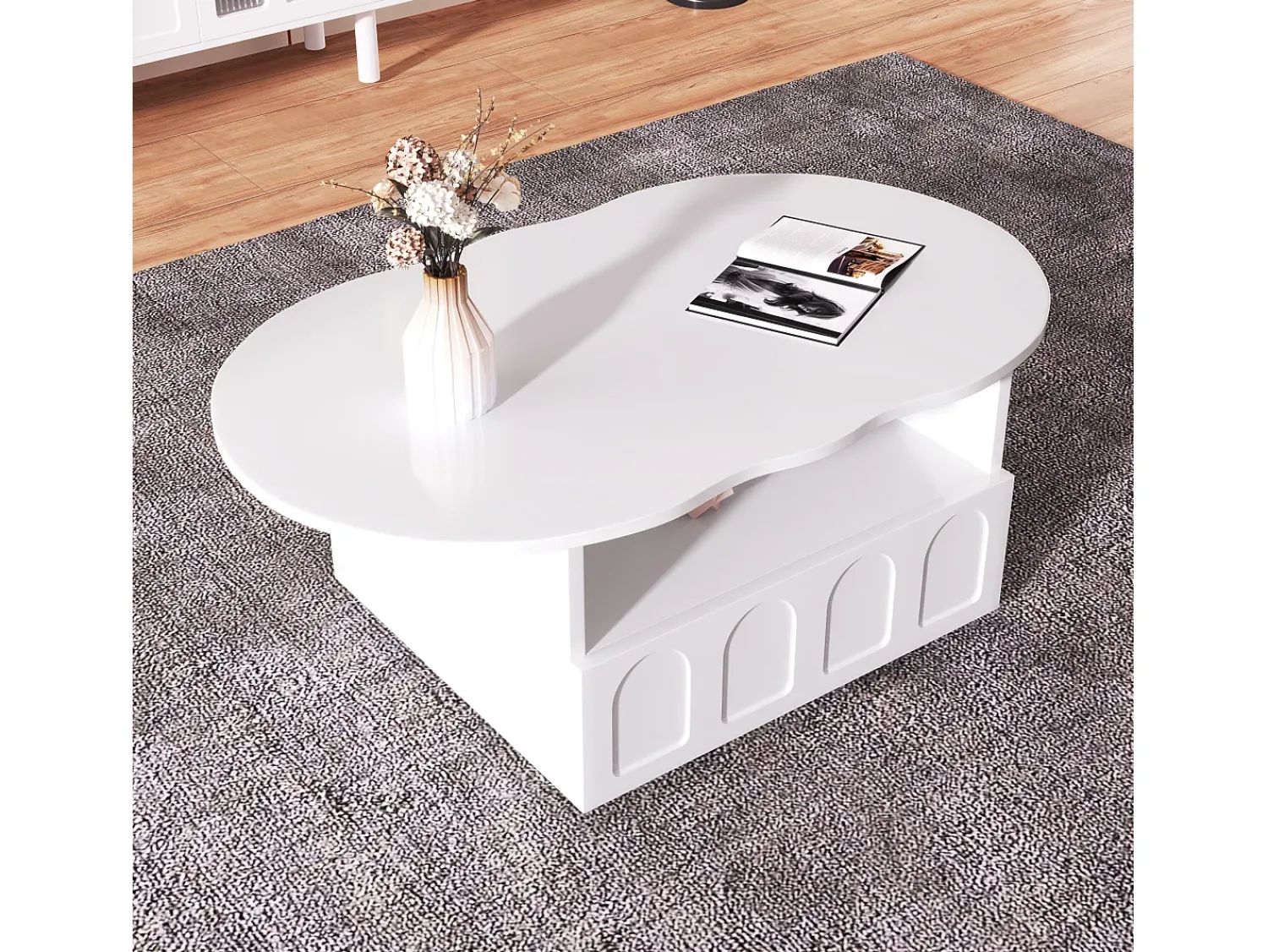Mesa De Centro*Hauss Spole Mesa de centro em forma de nuvem com gaveta - Madeira PB - Branca Branco