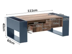 Mesa De Centro| Mesa de centro em madeira com acabamento em antracite, gaveta sem puxador e espaço de armazenamento em ambos os lados. Preto