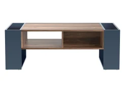 Mesa De Centro| Mesa de centro em madeira com acabamento em antracite, gaveta sem puxador e espaço de armazenamento em ambos os lados. Preto