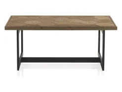 New Mesa de centro em madeira de freixo com base metálica Castanho