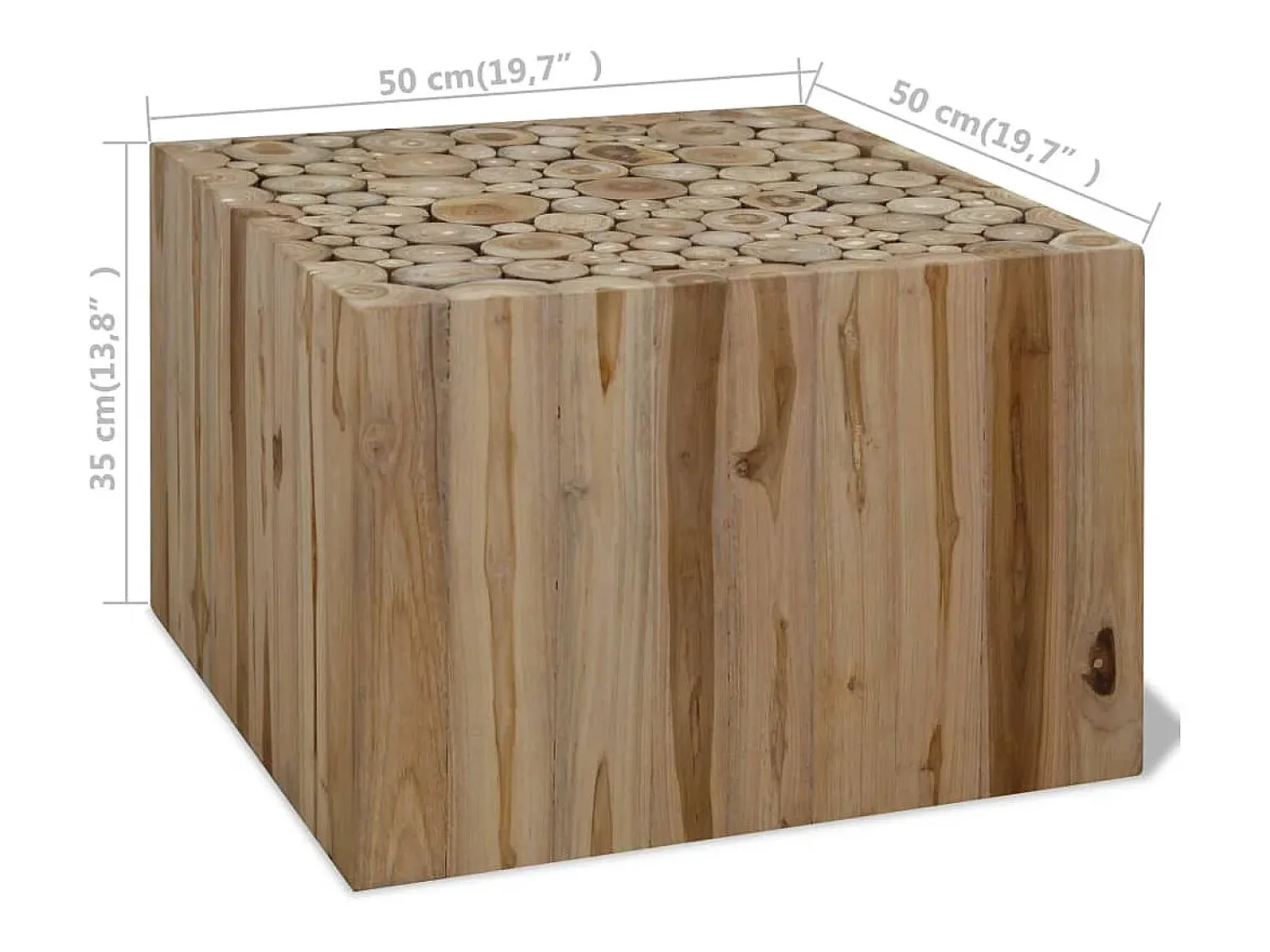 vidaxl Mesa de centro em madeira de teca genuína 50x50x35 cm^ Mesa De Centro