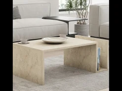 Mesa De Centro|Concept-Usine Mesa de centro em madeira com efeito de pedra e revisteiro MELMO Castanho