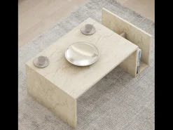 Mesa De Centro|Concept-Usine Mesa de centro em madeira com efeito de pedra e revisteiro MELMO Castanho