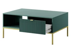 Mesa De Centro| Mesa de centro em madeira laminada com pés em metal dourado 104x68 cm Verde