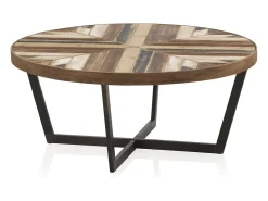 Online Mesa de centro em madeira com pés metálicos Castanho