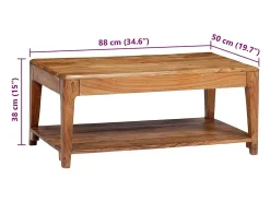 vidaxl Mesa de centro em madeira maciça 88x50x38 cm^ Mesa De Centro