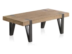 Mesa De Centro| Mesa de centro em madeira com pés metálicos Multicor