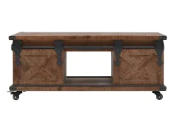 Outlet Mesa de centro em madeira de abeto maciça 91x51x38 cm PT659169 Castanho