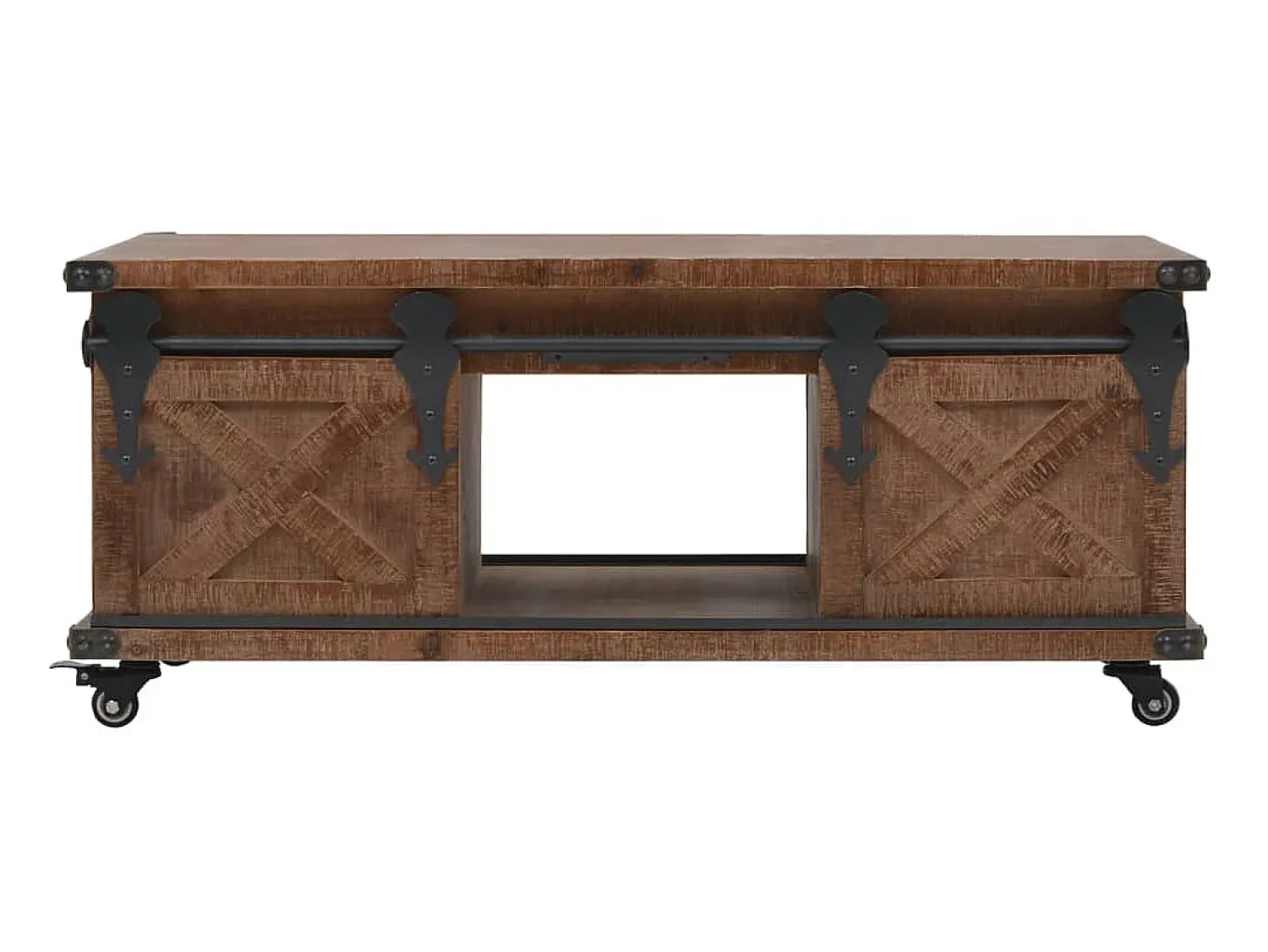 Outlet Mesa de centro em madeira de abeto maciça 91x51x38 cm PT659169 Castanho