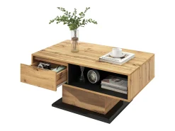 Mesa de centro em madeira granulada, com 1 gaveta e espaço de arrumação, 100x47x60cm, carvalho + cinza^ Mesa De Centro