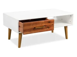 Mesa de centro em madeira de acácia maciça 90x50x40 cm PT876685^ Mesa De Centro