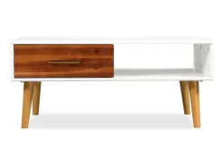 Mesa de centro em madeira de acácia maciça 90x50x40 cm PT876685^ Mesa De Centro