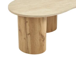 Best Vente-unique Mesa de centro em MDF - Efeito travertino bege e natural claro - ALOZYA Bege / Natural claro