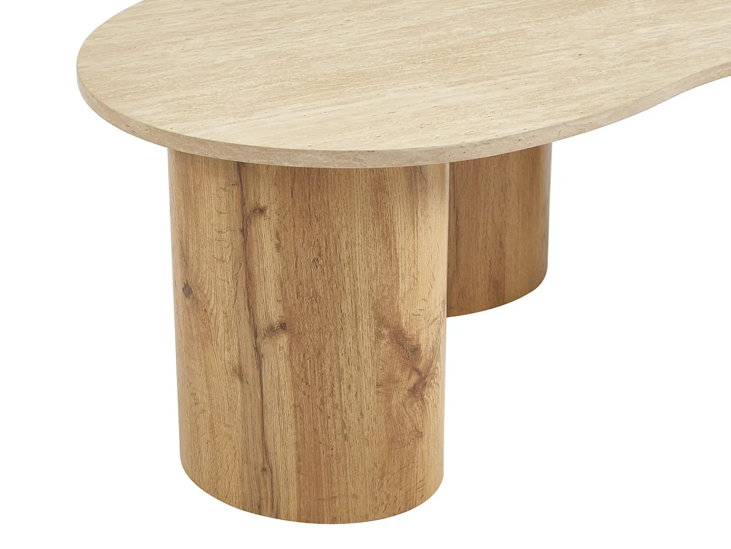 Best Vente-unique Mesa de centro em MDF - Efeito travertino bege e natural claro - ALOZYA Bege / Natural claro