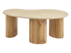 Best Vente-unique Mesa de centro em MDF - Efeito travertino bege e natural claro - ALOZYA Bege / Natural claro