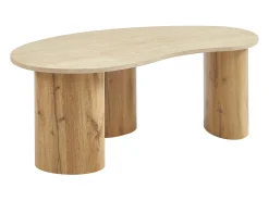 Best Vente-unique Mesa de centro em MDF - Efeito travertino bege e natural claro - ALOZYA Bege / Natural claro