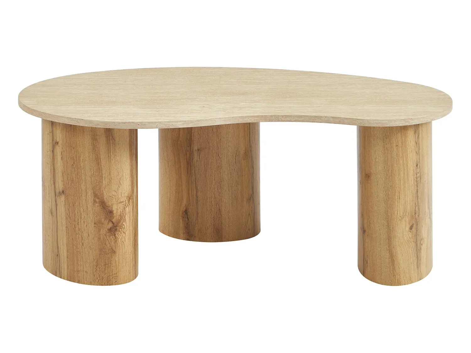Best Vente-unique Mesa de centro em MDF - Efeito travertino bege e natural claro - ALOZYA Bege / Natural claro