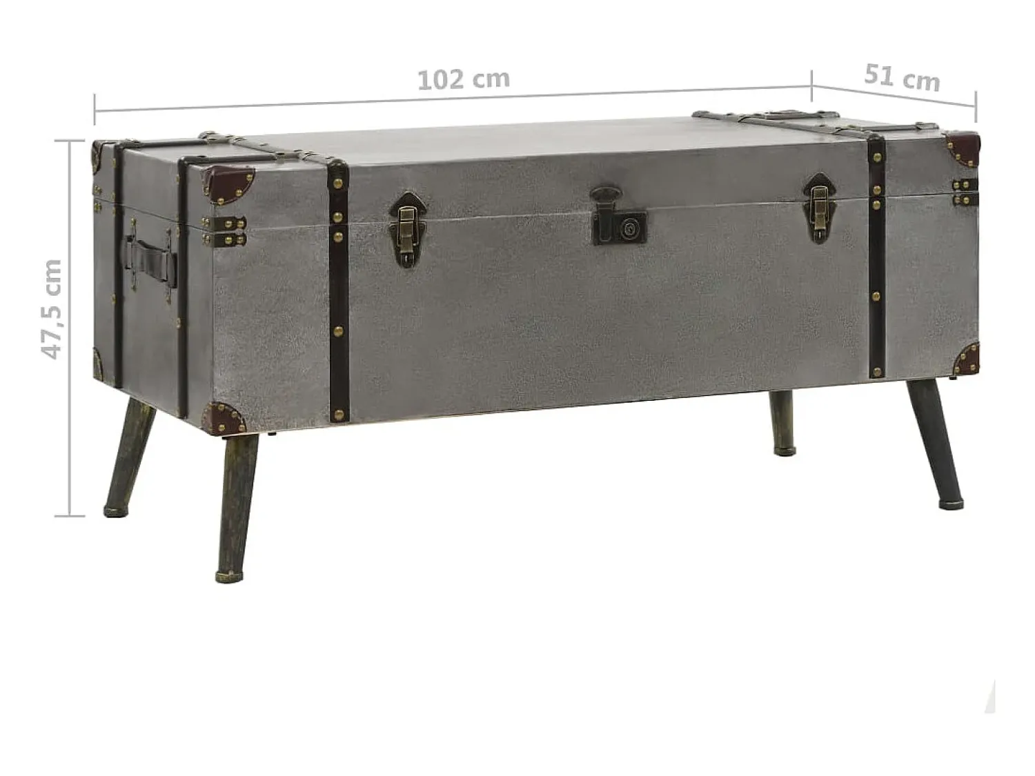 vidaxl Mesa de centro em MDF e alumínio 102x51x47,5 cm^ Mesa De Centro