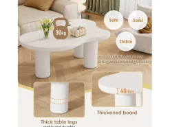 Mesa De Centro*ModernLuxe Mesa de centro em MDF e PVC - tampo irregular em forma de nuvem - Branca Branco