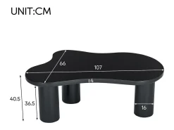 Mesa De Centro|ModernLuxe Mesa de centro em MDF e PVC - tampo irregular em forma de nuvem - Preto
