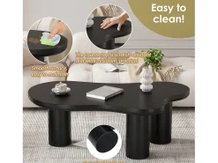 Mesa De Centro|ModernLuxe Mesa de centro em MDF e PVC - tampo irregular em forma de nuvem - Preto
