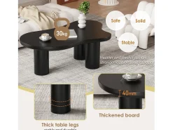 Mesa De Centro|ModernLuxe Mesa de centro em MDF e PVC - tampo irregular em forma de nuvem - Preto
