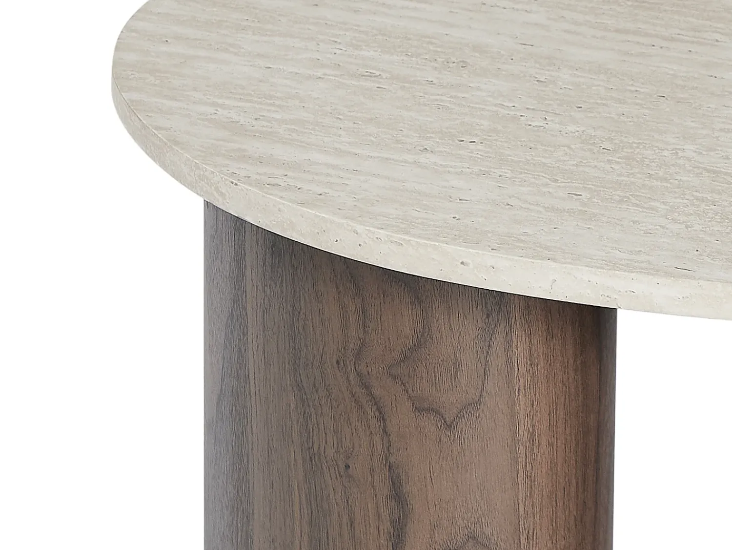 Mesa De Centro|Vente-unique Mesa de centro em MDF efeito travertino bege e natural escuro - ALOZYA Natural escuro / Bege