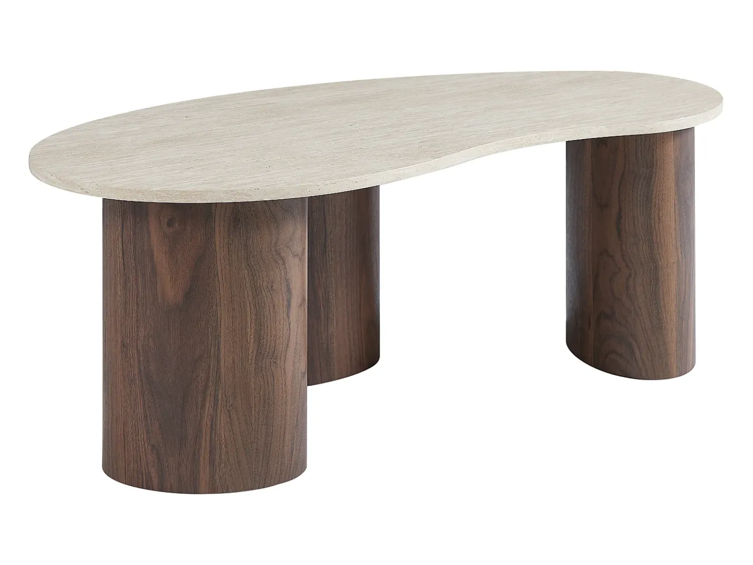 Mesa De Centro|Vente-unique Mesa de centro em MDF efeito travertino bege e natural escuro - ALOZYA Natural escuro / Bege