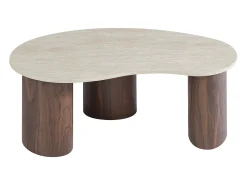 Mesa De Centro|Vente-unique Mesa de centro em MDF efeito travertino bege e natural escuro - ALOZYA Natural escuro / Bege