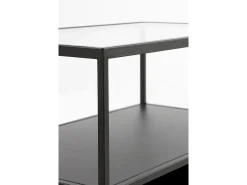 Mesa De Centro| Mesa de centro em metal com tampo de vidro Preto
