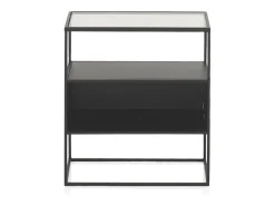 Mesa De Centro| Mesa de centro em metal com tampo de vidro Preto