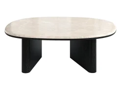 Mesa De Centro|Vente-unique Mesa de centro em mármore e folheado de carvalho - Bege e preto - CORMINA Preto / Bege