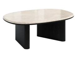 Mesa De Centro|Vente-unique Mesa de centro em mármore e folheado de carvalho - Bege e preto - CORMINA Preto / Bege