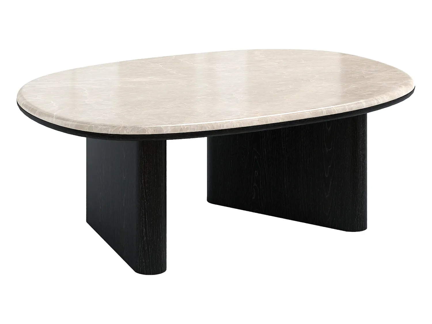 Mesa De Centro|Vente-unique Mesa de centro em mármore e folheado de carvalho - Bege e preto - CORMINA Preto / Bege