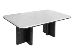 Mesa De Centro|Vente-unique Mesa de centro em mármore e folheado de freixo - Branco e preto - ZANESKA Preto / Branco