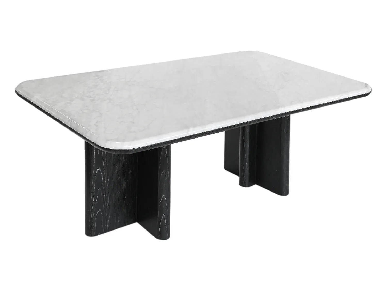 Mesa De Centro|Vente-unique Mesa de centro em mármore e folheado de freixo - Branco e preto - ZANESKA Preto / Branco