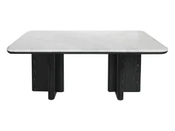 Mesa De Centro|Vente-unique Mesa de centro em mármore e folheado de freixo - Branco e preto - ZANESKA Preto / Branco