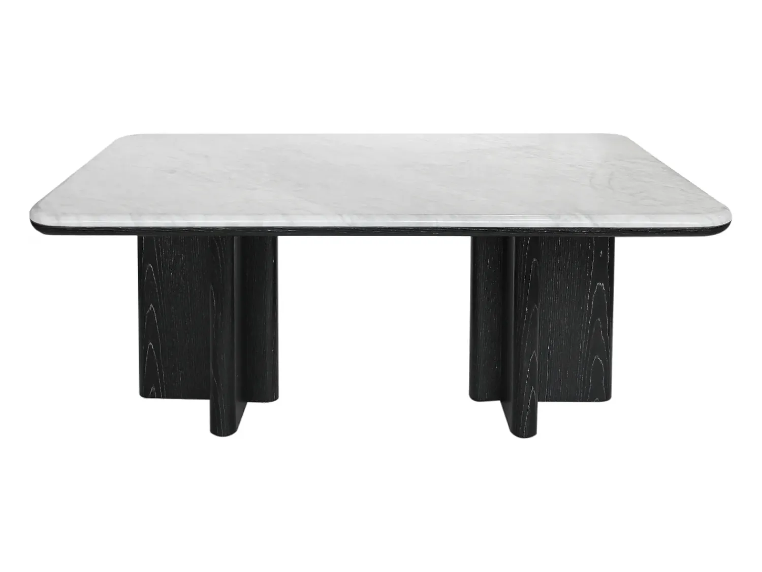 Mesa De Centro|Vente-unique Mesa de centro em mármore e folheado de freixo - Branco e preto - ZANESKA Preto / Branco