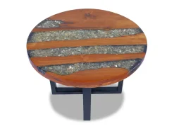 Mesa de centro em resina de teca 60 cm PT740798^ Mesa De Centro