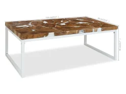 Mesa De Centro|vidaxl Mesa de centro em resina de teca 110x60x40 cm Branco
