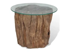 Mesa De Centro| Mesa de centro em teca e vidro 50x40 cm PT886298 Castanho
