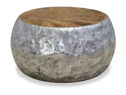 Mesa De Apoio| Mesa de centro em teca e alumínio 60x60x30 cm PT185110 Prateado