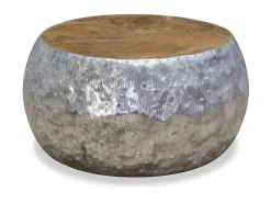 Mesa De Apoio| Mesa de centro em teca e alumínio 60x60x30 cm PT185110 Prateado