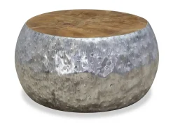 Mesa De Apoio| Mesa de centro em teca e alumínio 60x60x30 cm PT185110 Prateado