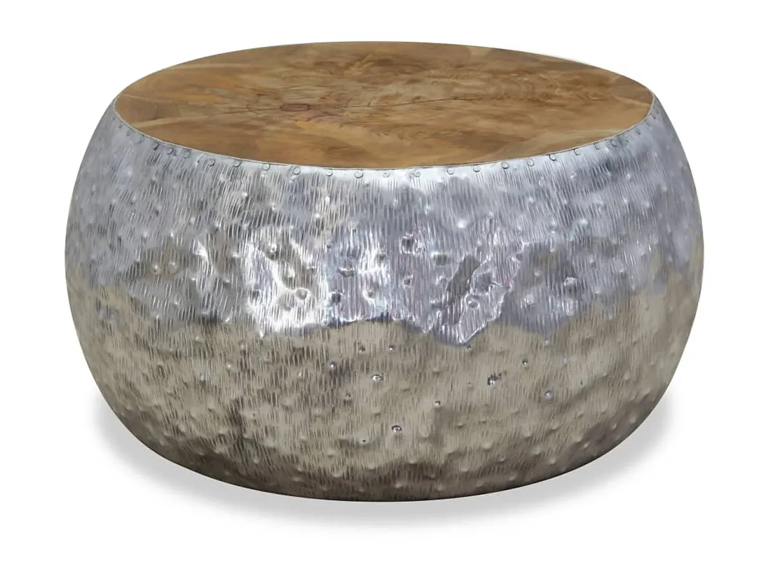 Mesa De Apoio| Mesa de centro em teca e alumínio 60x60x30 cm PT185110 Prateado