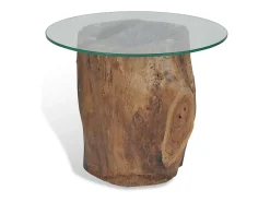 vidaxl Mesa de centro em teca e vidro 50x40 cm^ Mesa De Centro
