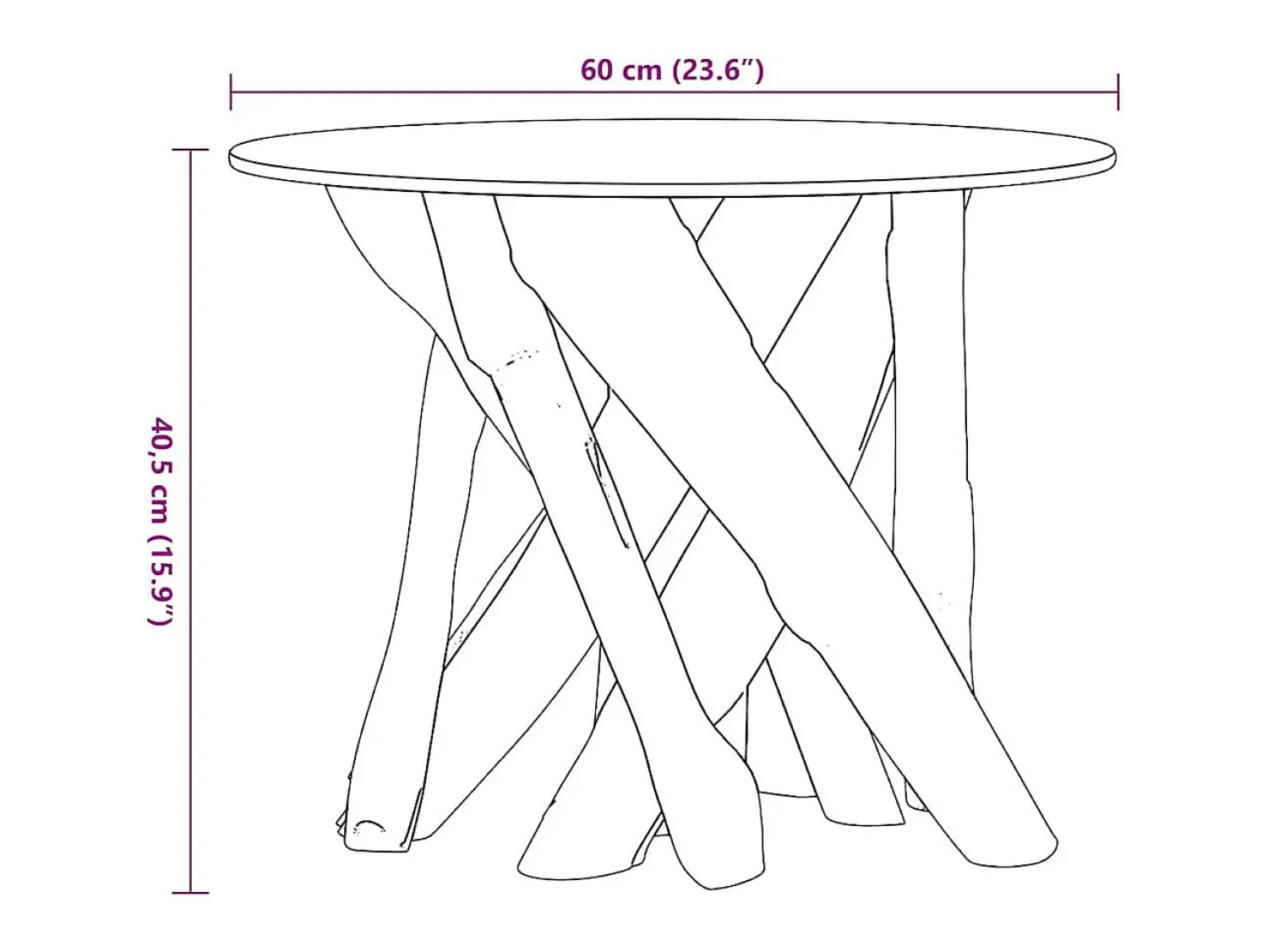 vidaxl Mesa de centro em teca maciça 60 cm^ Mesa De Centro