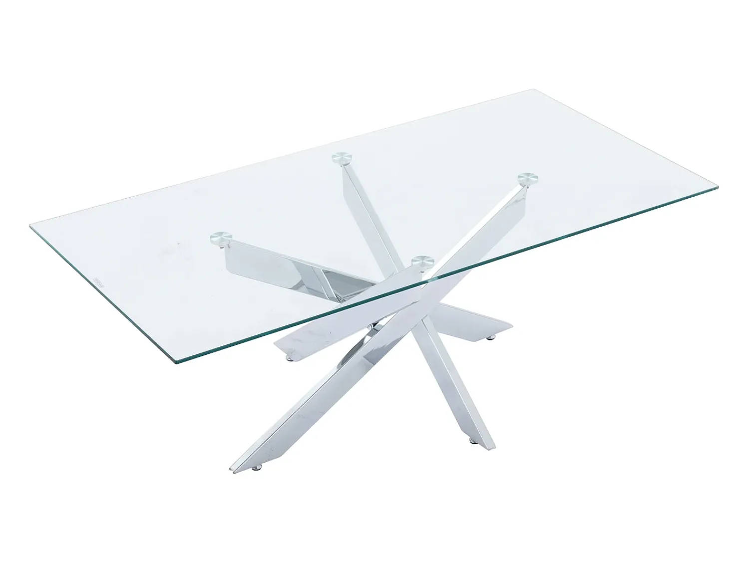 Vente-unique Mesa de centro em vidro temperado e metal cromado - Transparente - COSIMA^ Mesa De Centro